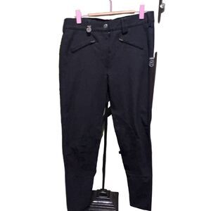 Pikeur Riding Breeches Black 26 Knee Patch Equestrian Zipper Pockets